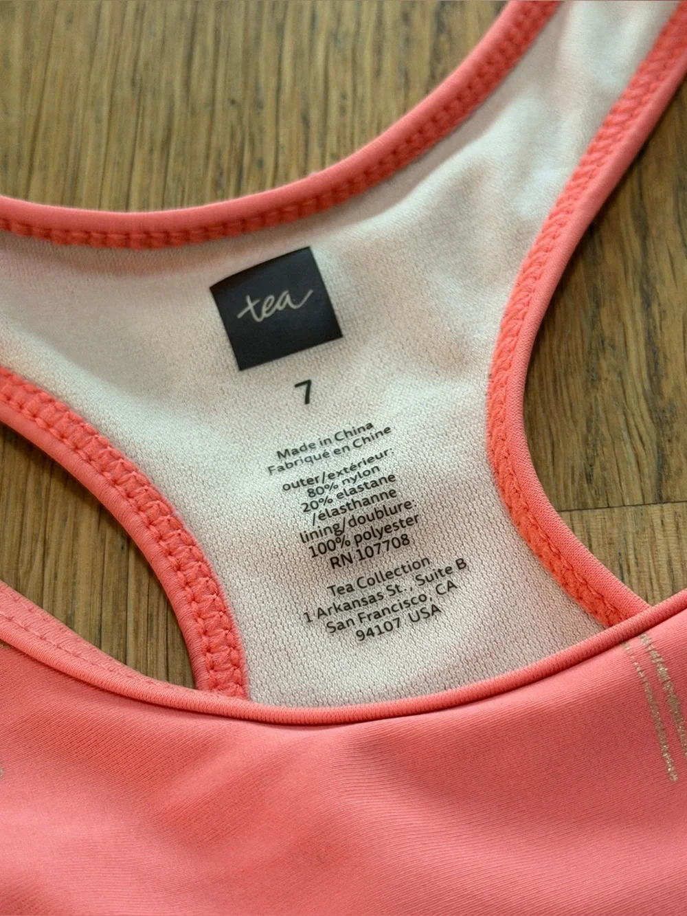 Tea Collection 7 Coral Gold Palm One Piece Cutout Bathing Suit